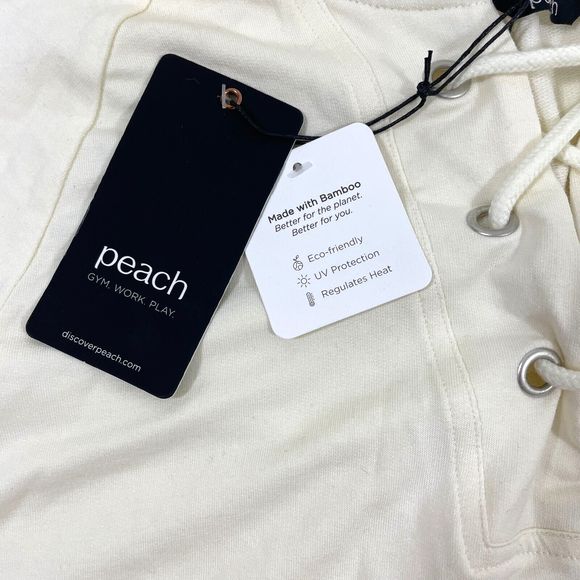 WOMEN'S PEACH SHAFER HOODIE TOPS NWT - SIZE L - CREAM WHITE COLOR NEW - Picture 5 of 12